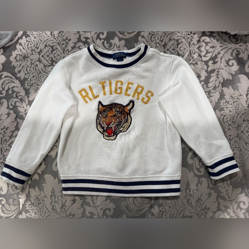 Polo Ralph Lauren Boys Tiger Sweatshirt White Size 5Y